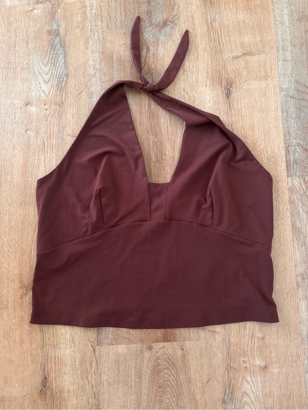 Anthropologie Chocolate Brown Scoop Neck halter 2x